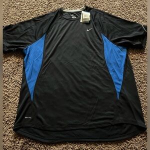 New Nike Men’s Dri-Fit Short Sleeve Athletic Shirt Size XXL Blue/Black